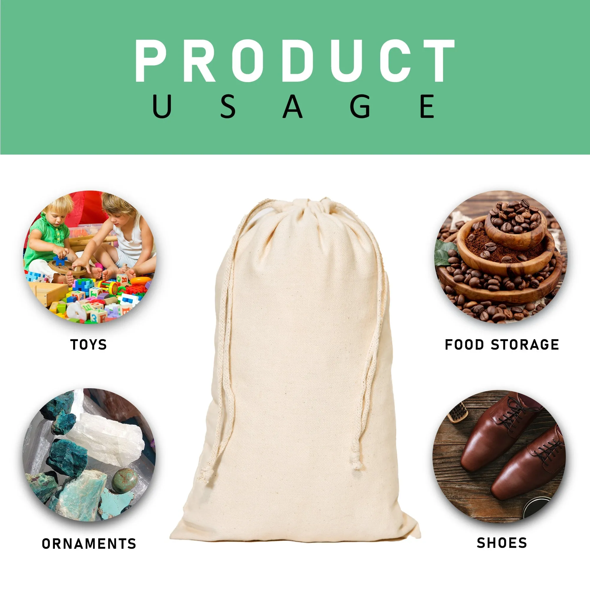 12x18 Inch Double Drawstring Bags