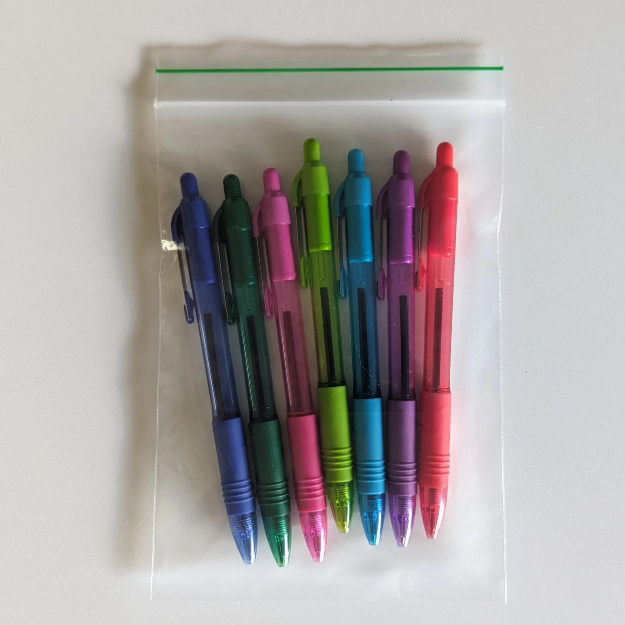5" x 7" x 2 mil Pint Size Clear Landfill-Biodegradable Plastic Ziplock Bags with Resealable Zipper, Green Line (Pack of 100)