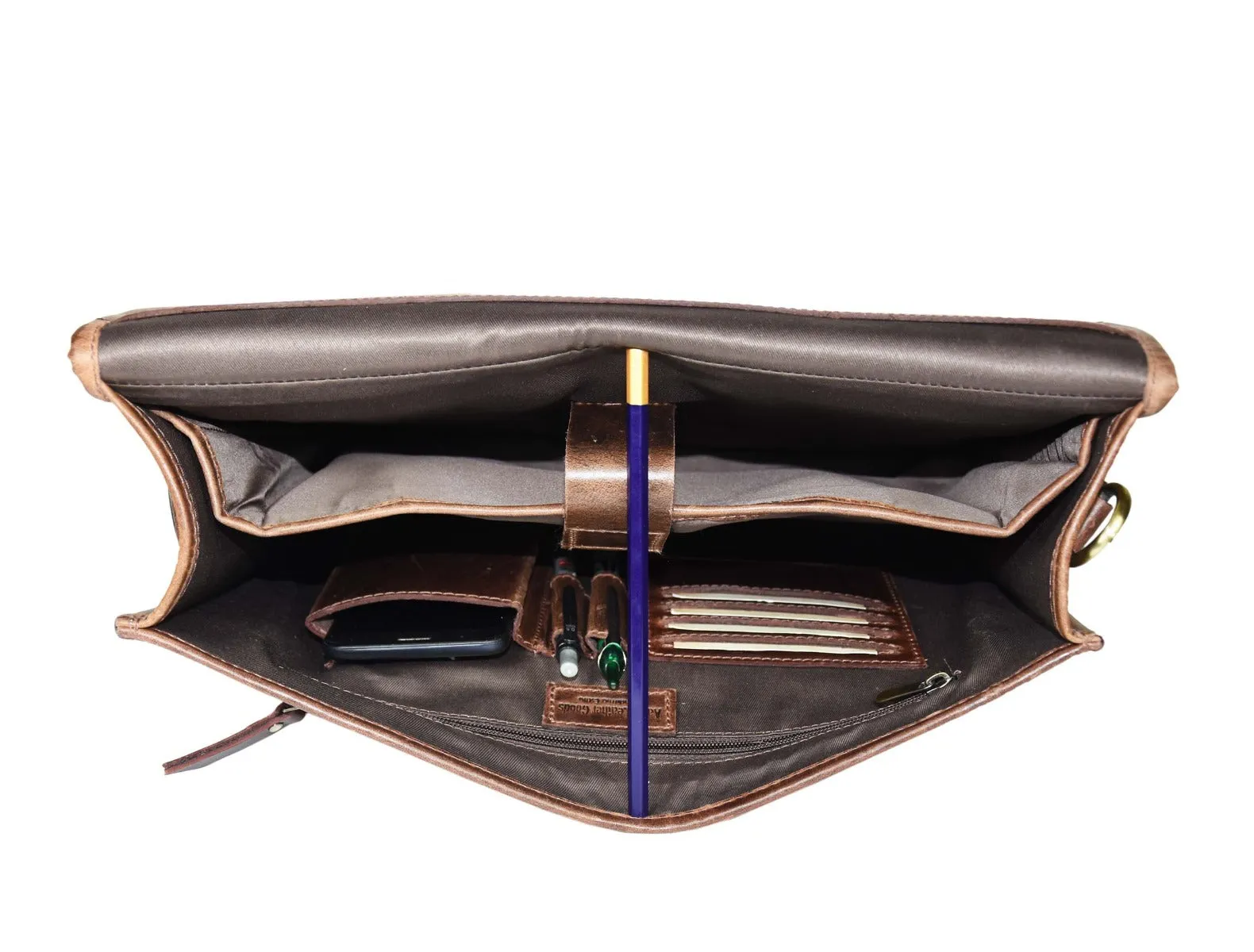 Ancona Leather Office Bag 15" - Dark Brown