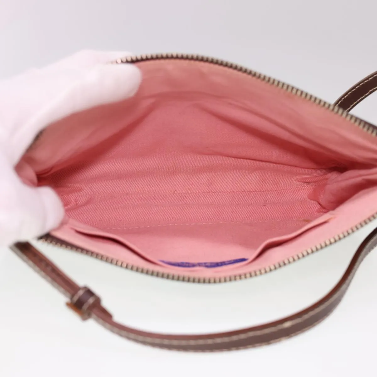 BURBERRY Nova Check Blue Label Shoulder Bag Canvas Brown Auth 40095