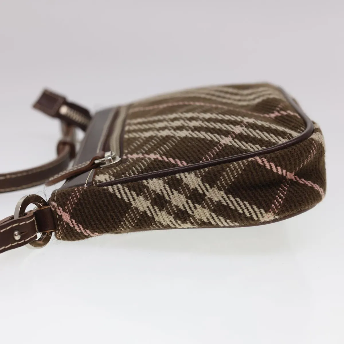 BURBERRY Nova Check Blue Label Shoulder Bag Canvas Brown Auth 40095