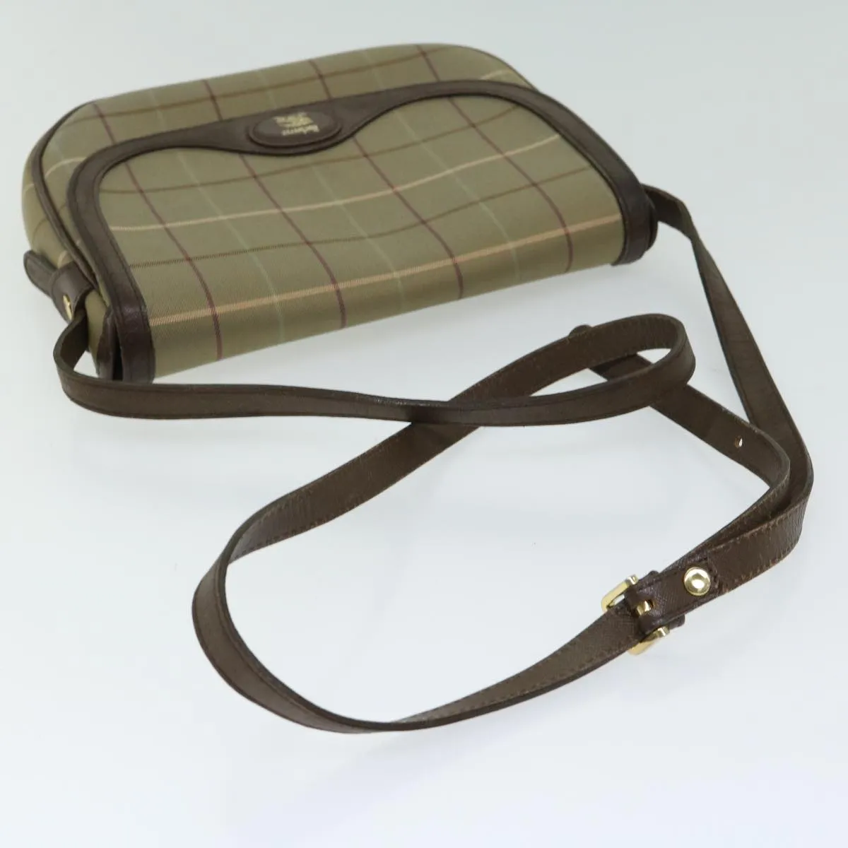 BURBERRYSs Nova Check Shoulder Bag Canvas Beige Auth bs12210