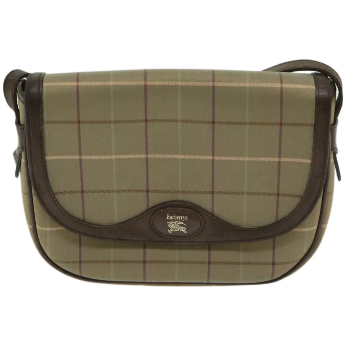 BURBERRYSs Nova Check Shoulder Bag Canvas Beige Auth bs12210
