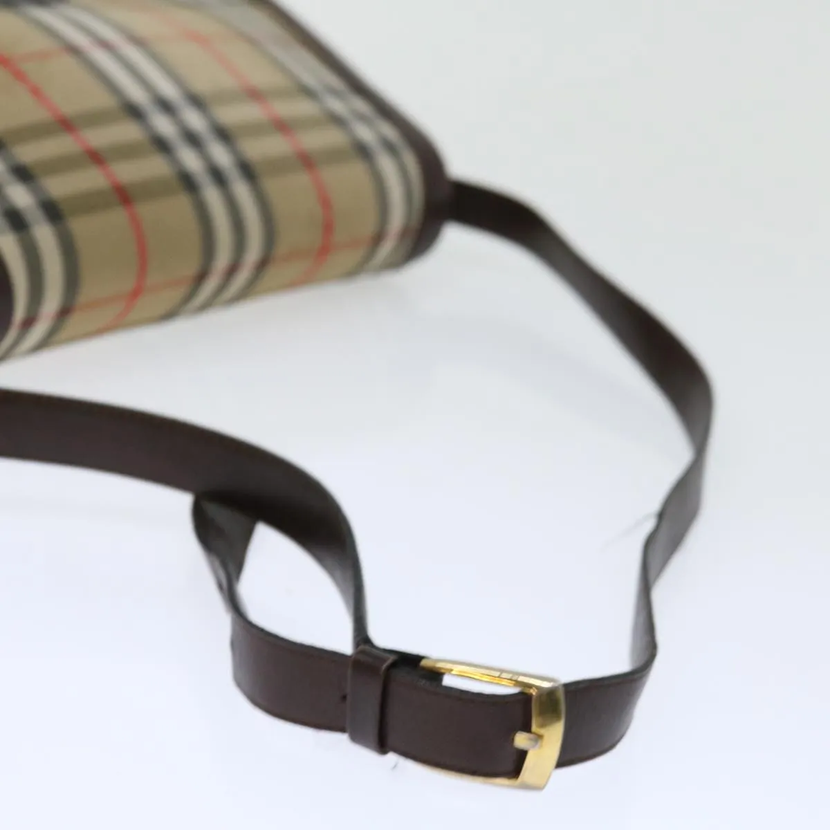 BURBERRYSs Nova Check Shoulder Bag Canvas Beige Auth ki4096