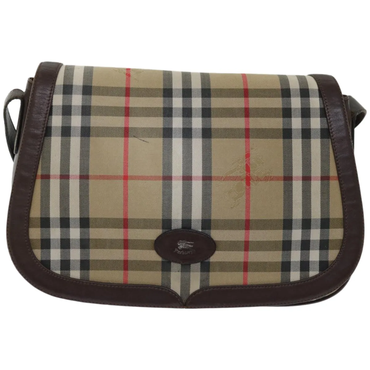 BURBERRYSs Nova Check Shoulder Bag Canvas Beige Auth ki4096