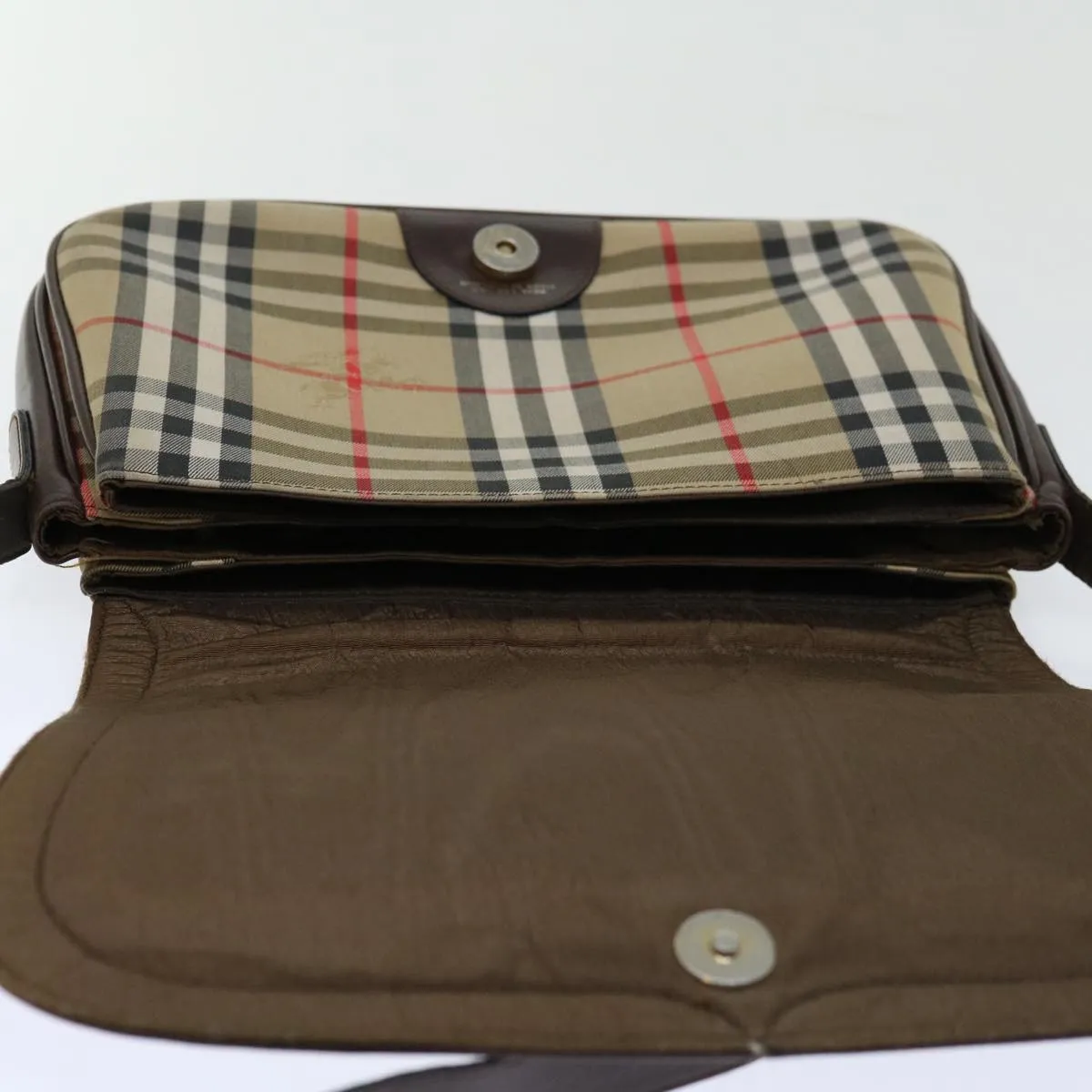 BURBERRYSs Nova Check Shoulder Bag Canvas Beige Auth ki4096