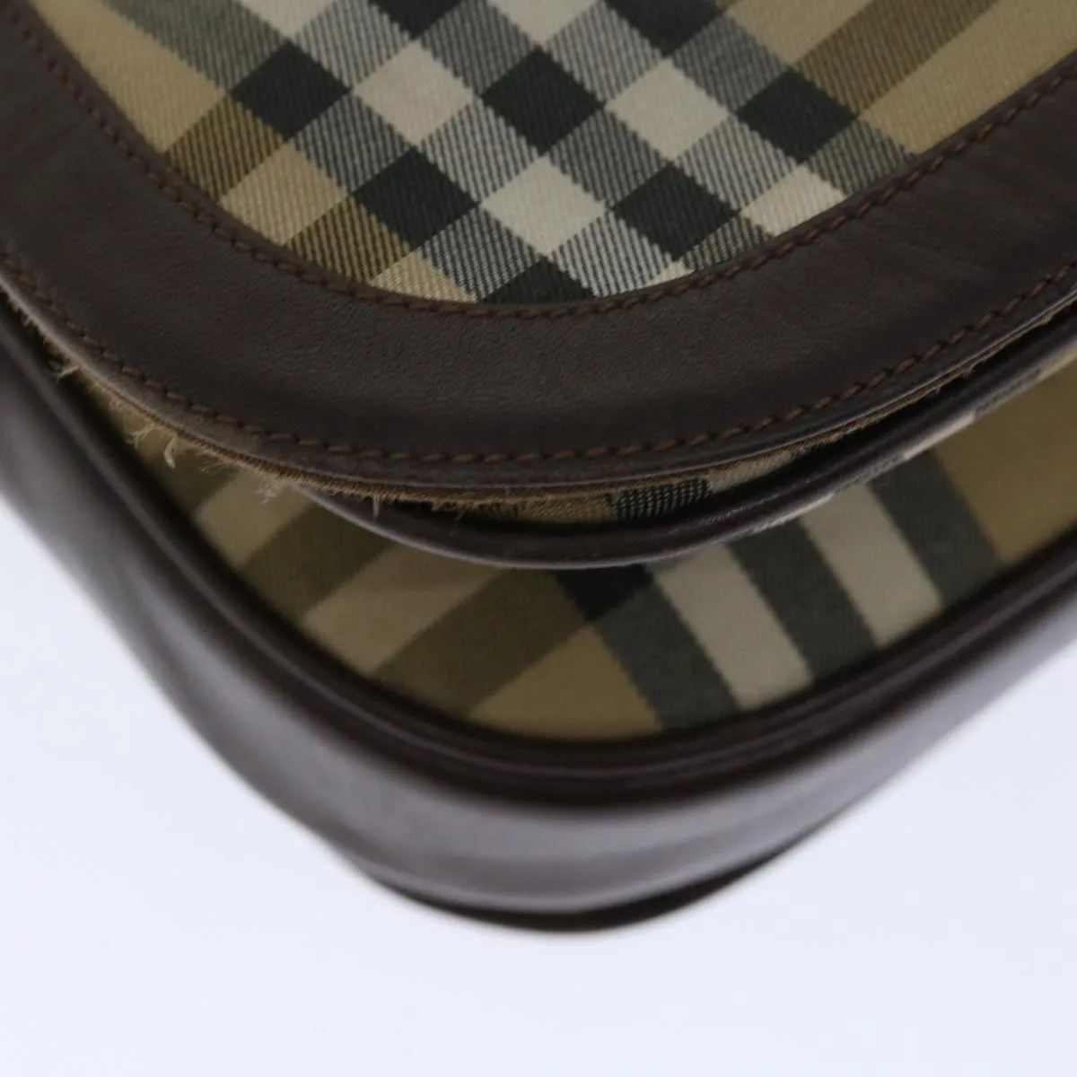 BURBERRYSs Nova Check Shoulder Bag Canvas Beige Auth ki4096