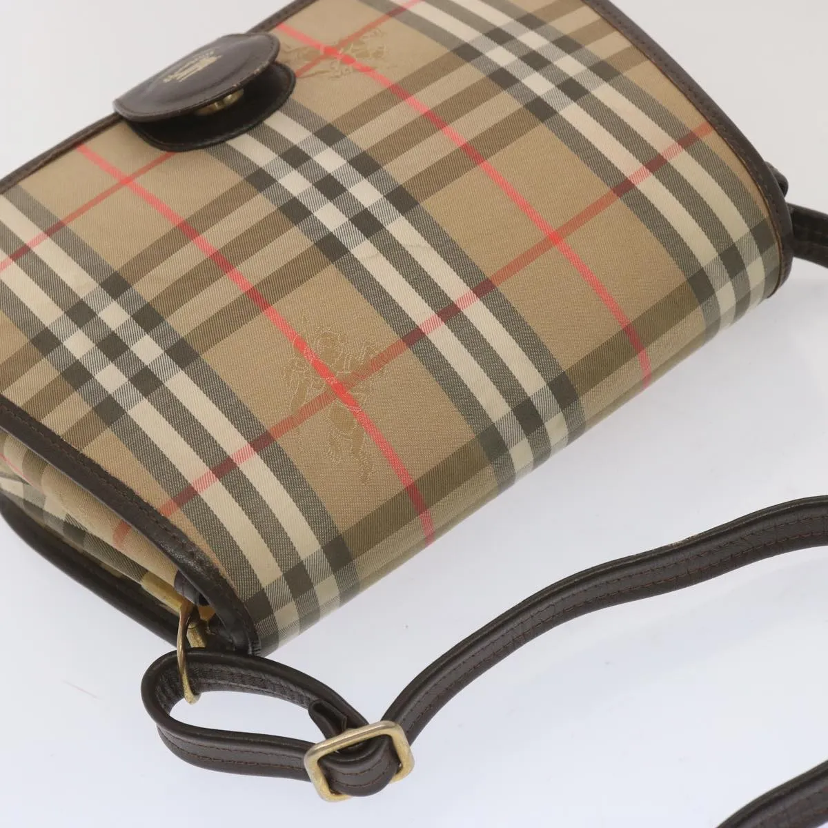 BURBERRYSs Nova Check Shoulder Bag Canvas Beige Auth ki4186
