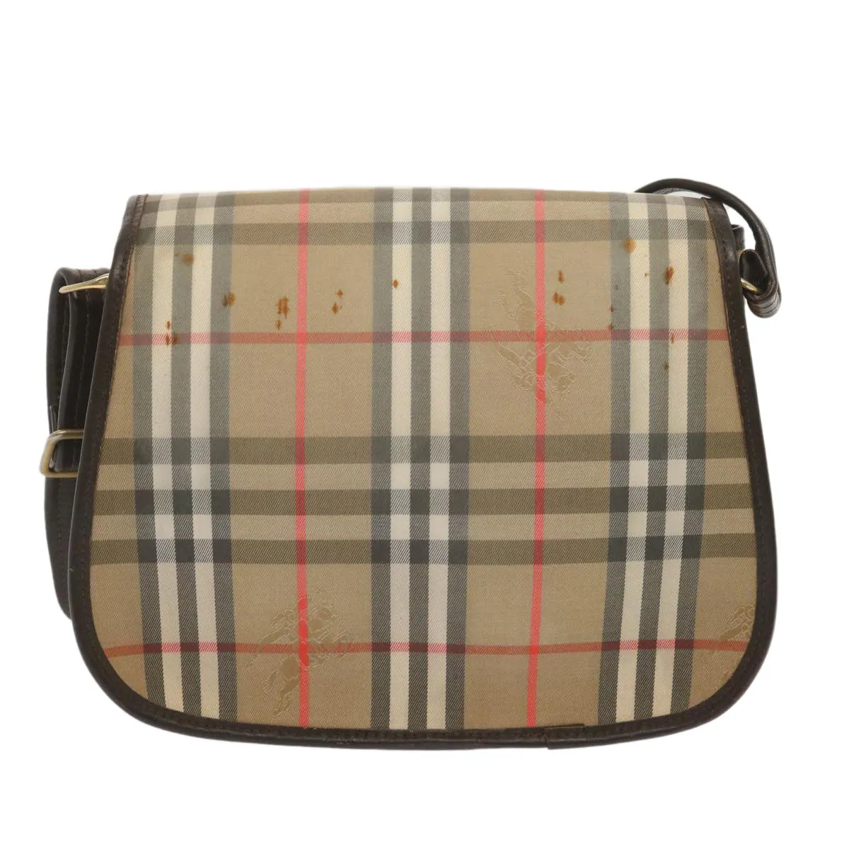 BURBERRYSs Nova Check Shoulder Bag Canvas Beige Auth ki4186
