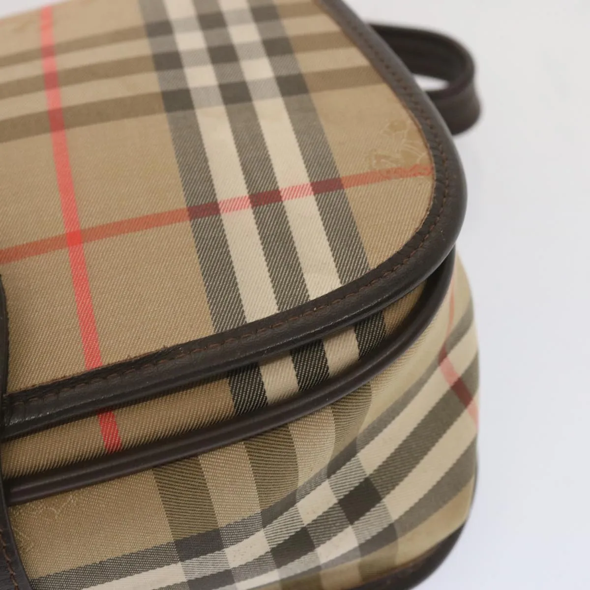 BURBERRYSs Nova Check Shoulder Bag Canvas Beige Auth ki4186