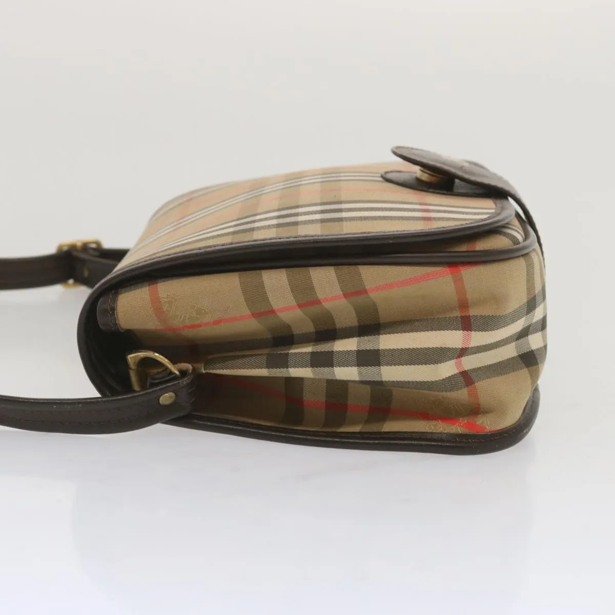 BURBERRYSs Nova Check Shoulder Bag Canvas Beige Auth ki4186