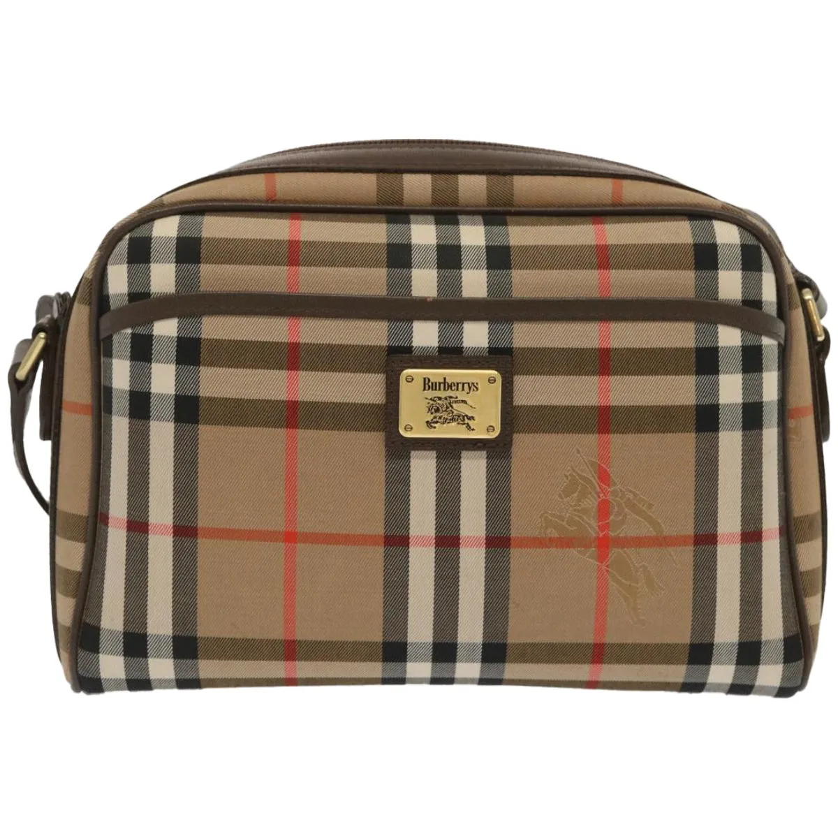 BURBERRYSs Nova Check Shoulder Bag Canvas Beige Auth yk10796