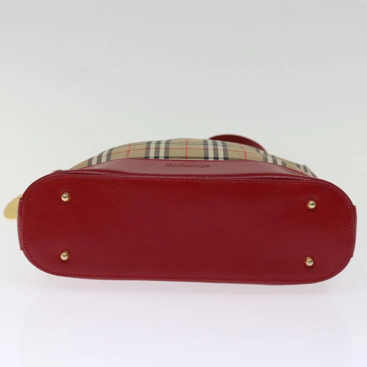 BURBERRYSs Nova Check Shoulder Bag Canvas Beige Red Auth 74385