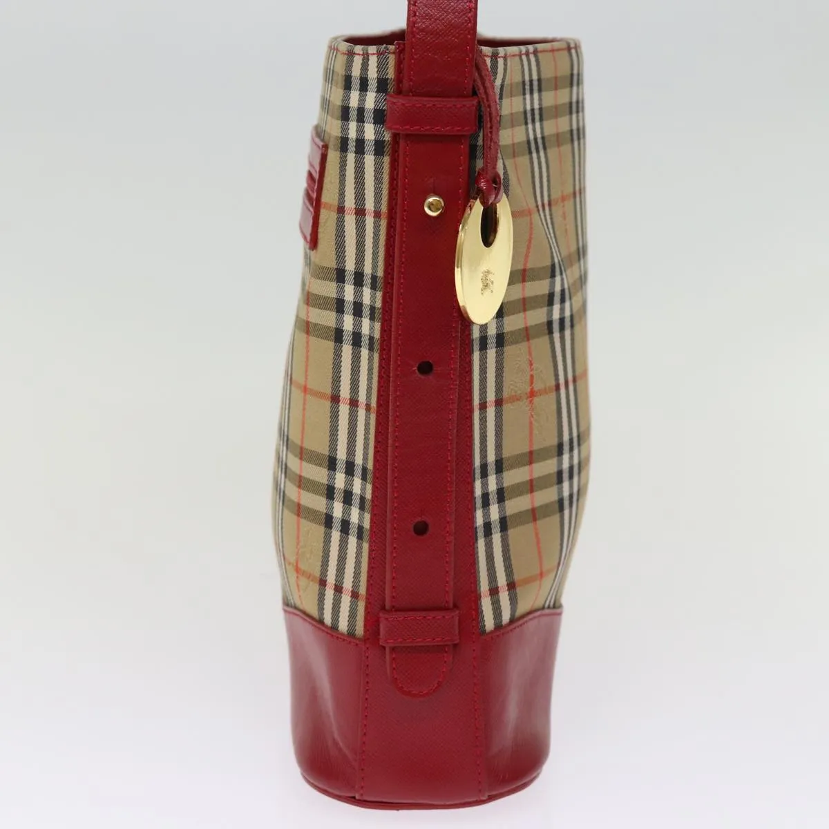 BURBERRYSs Nova Check Shoulder Bag Canvas Beige Red Auth 74385