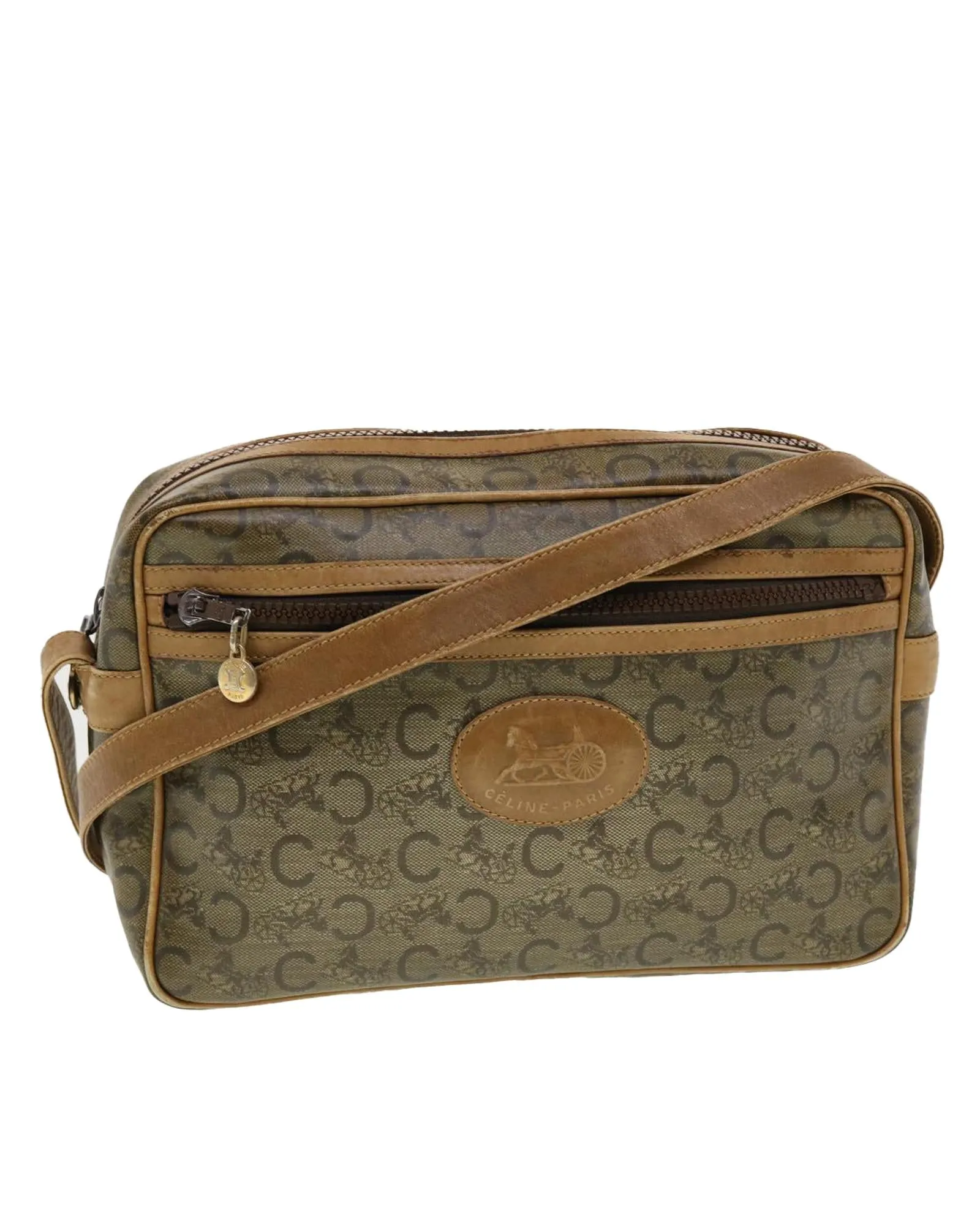 Canvas Beige Shoulder Bag with Adjustable Strap