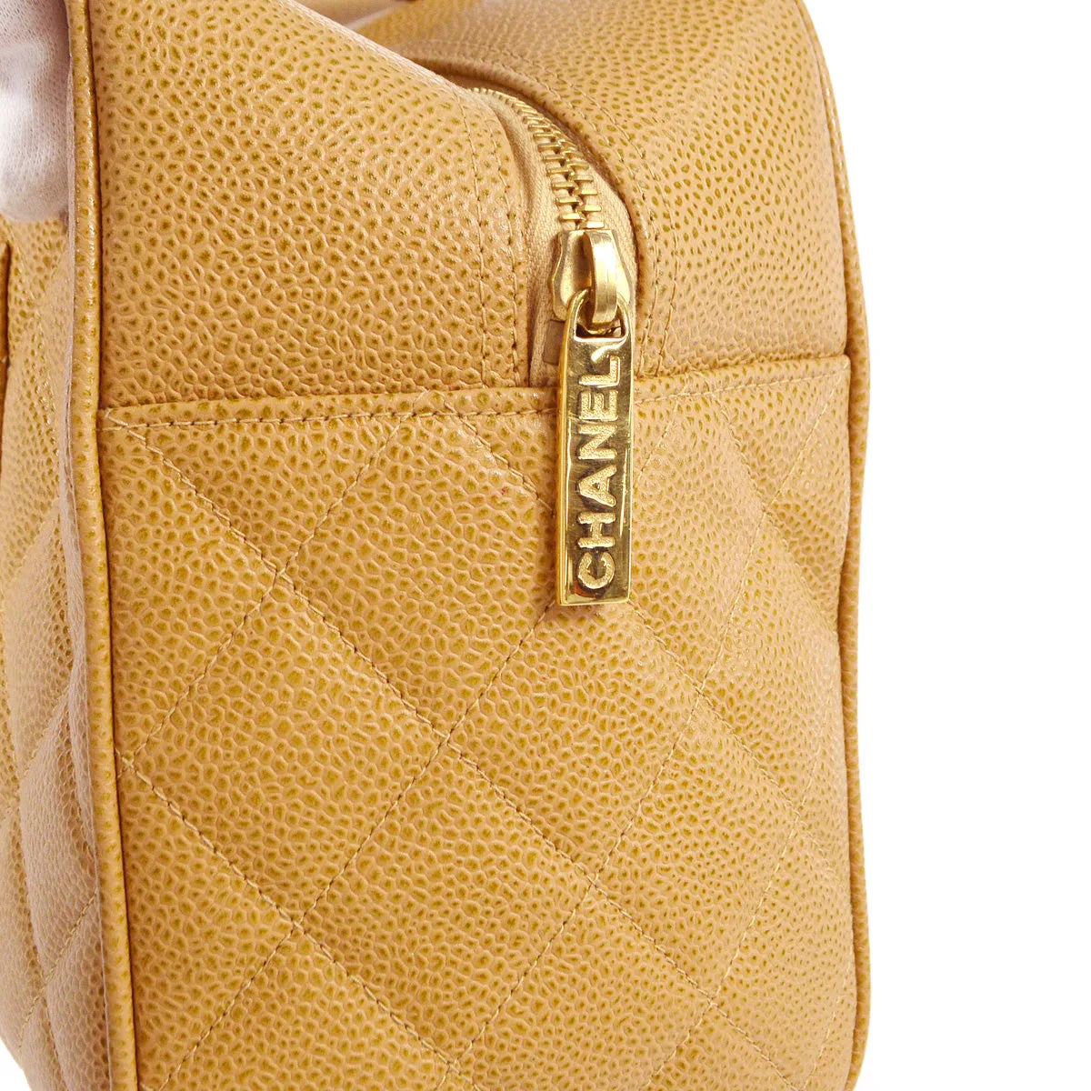 CHANEL 2000-2001 Bowling Bag 37 Beige Caviar 97428