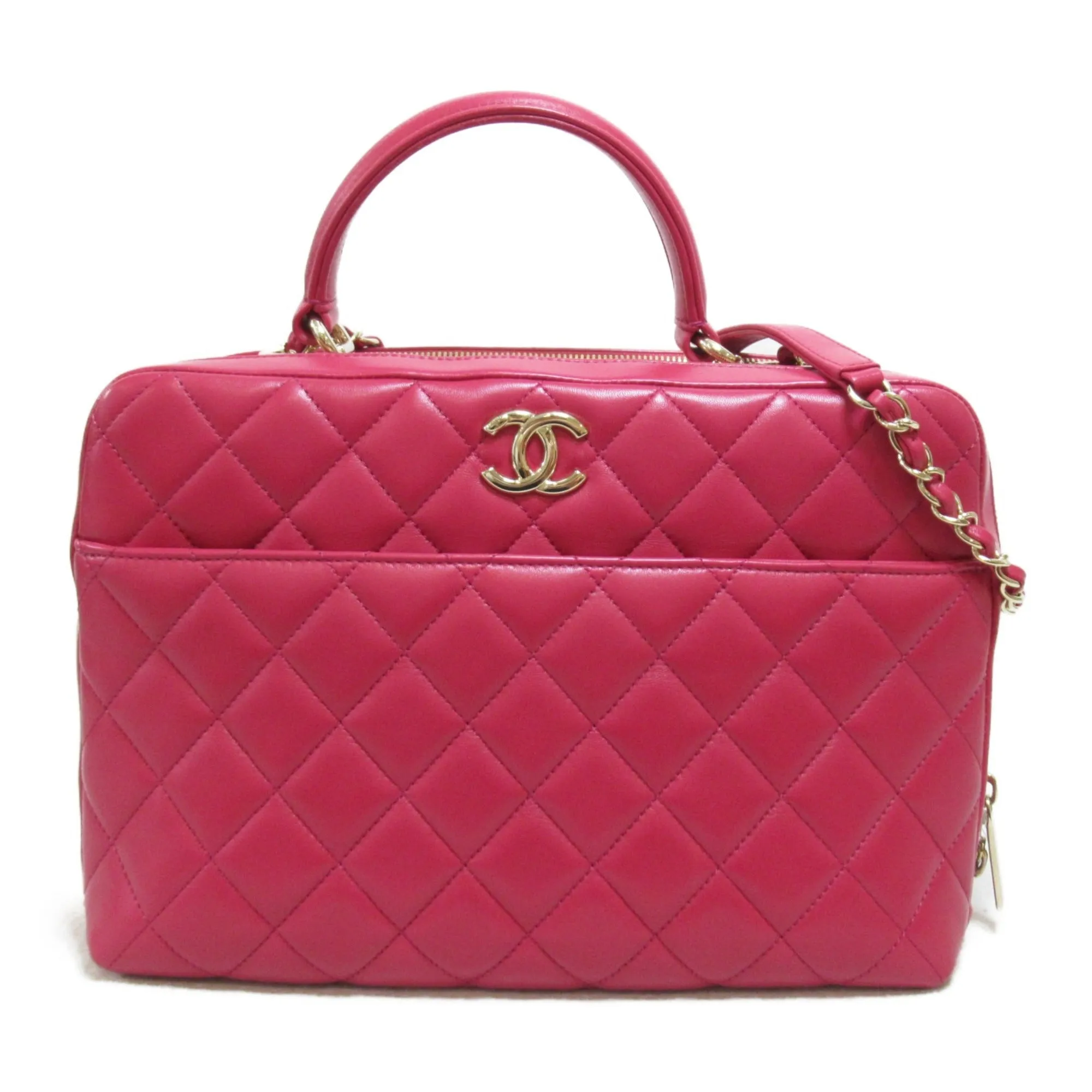 CHANEL 2way bowling bag Pink Lambskin [sheep leather]