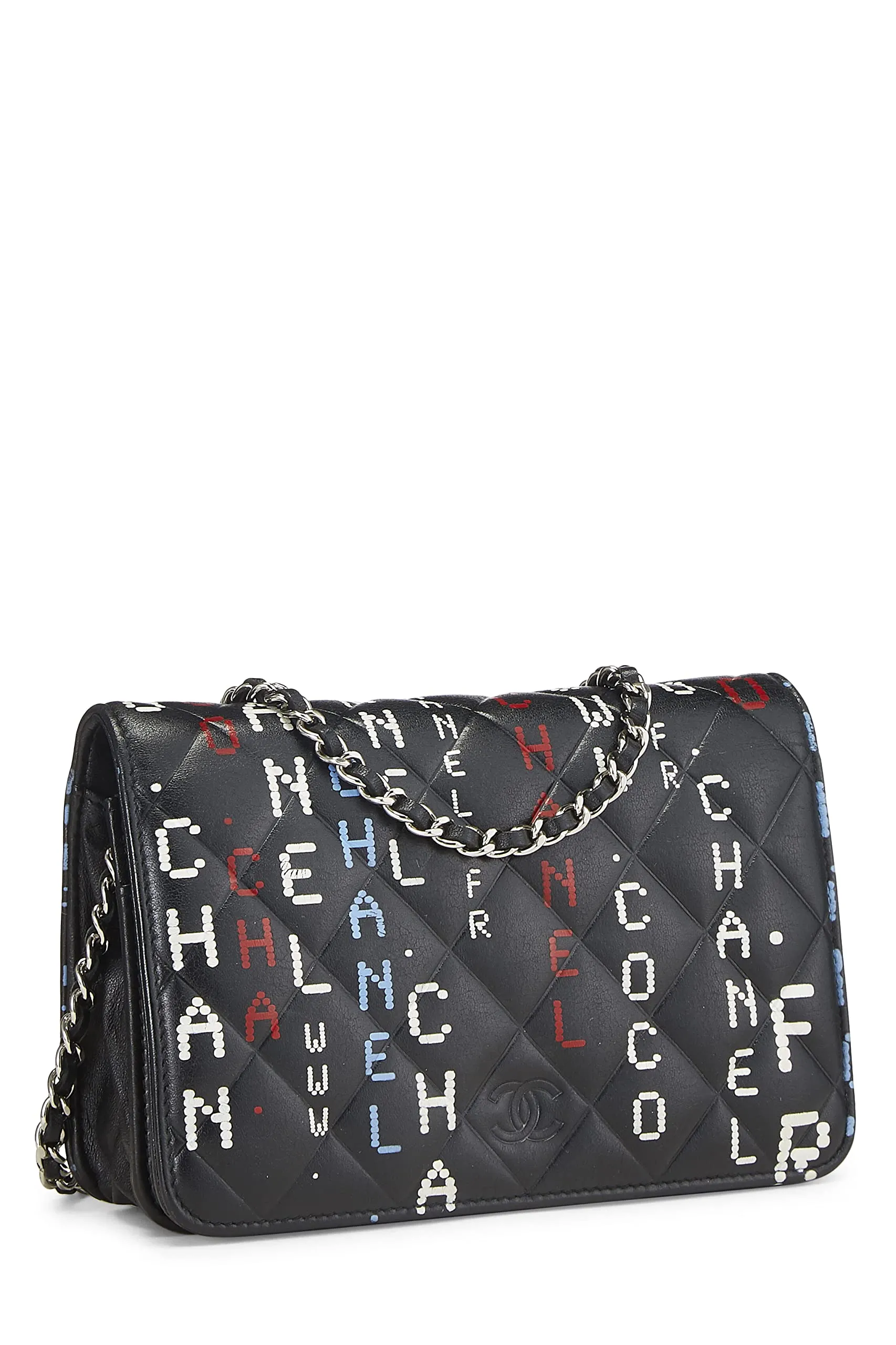 Chanel,  Black & Multicolor Lambskin Data Center Wallet on Chain (WOC), Black
