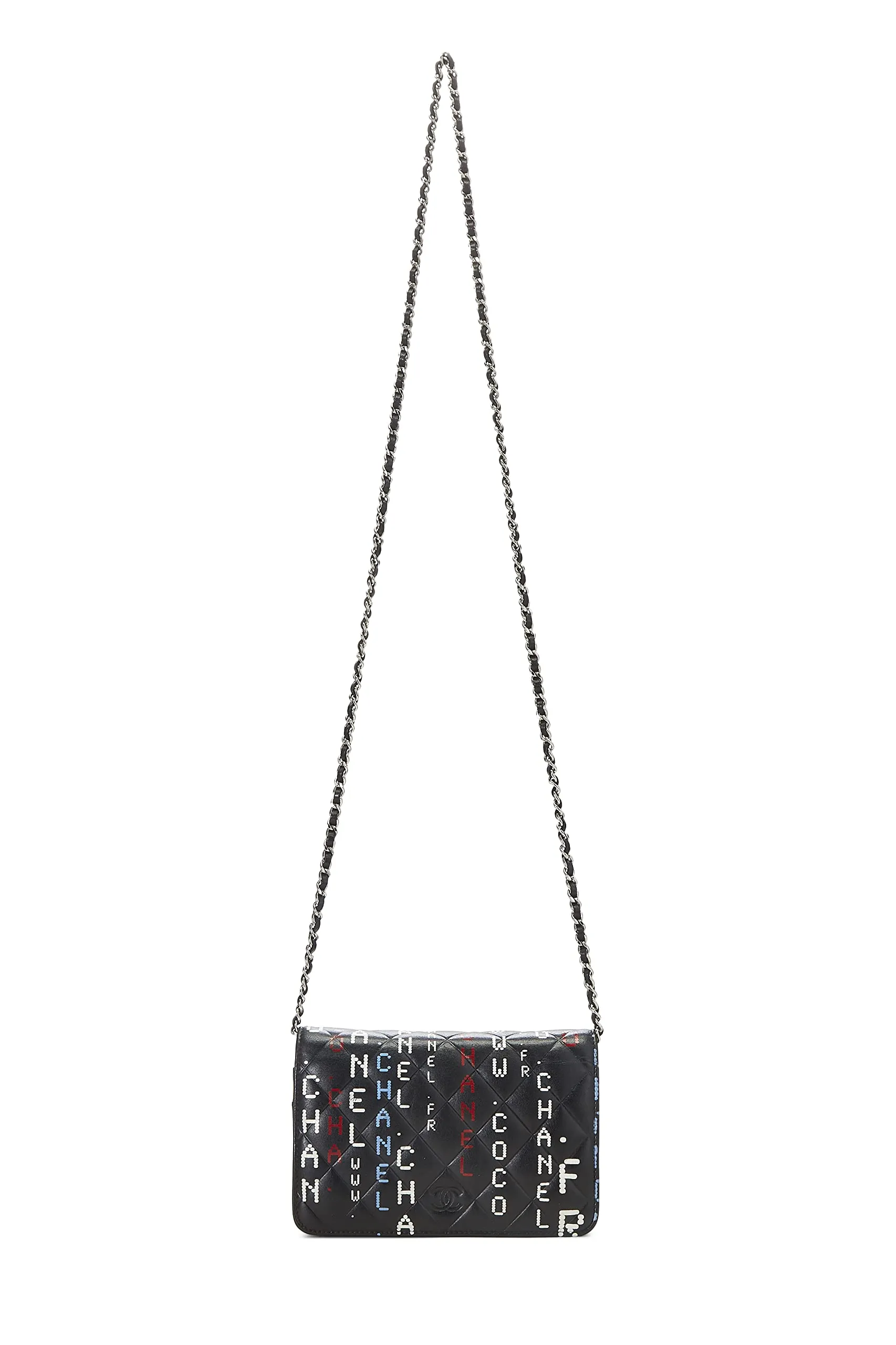 Chanel,  Black & Multicolor Lambskin Data Center Wallet on Chain (WOC), Black