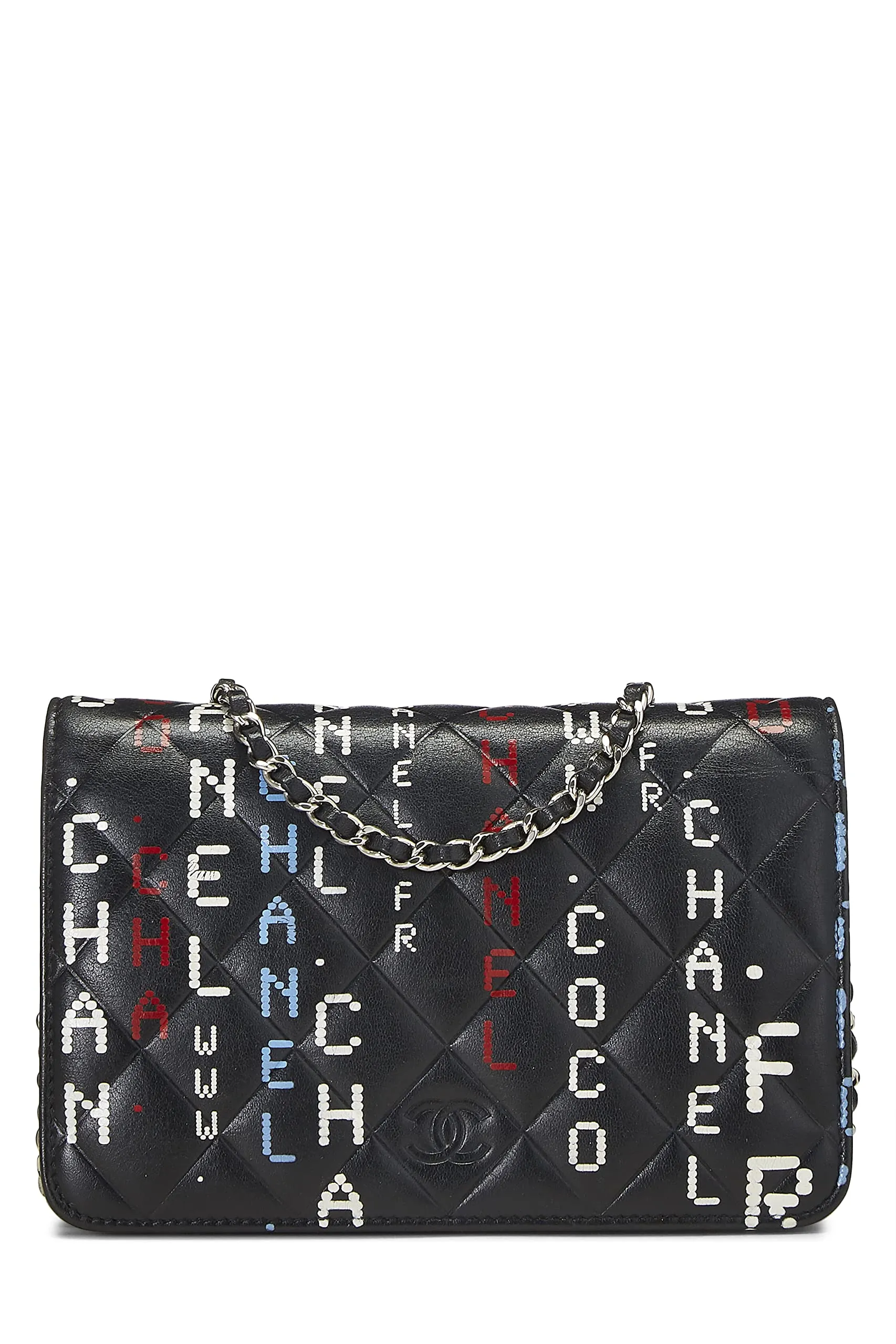 Chanel,  Black & Multicolor Lambskin Data Center Wallet on Chain (WOC), Black