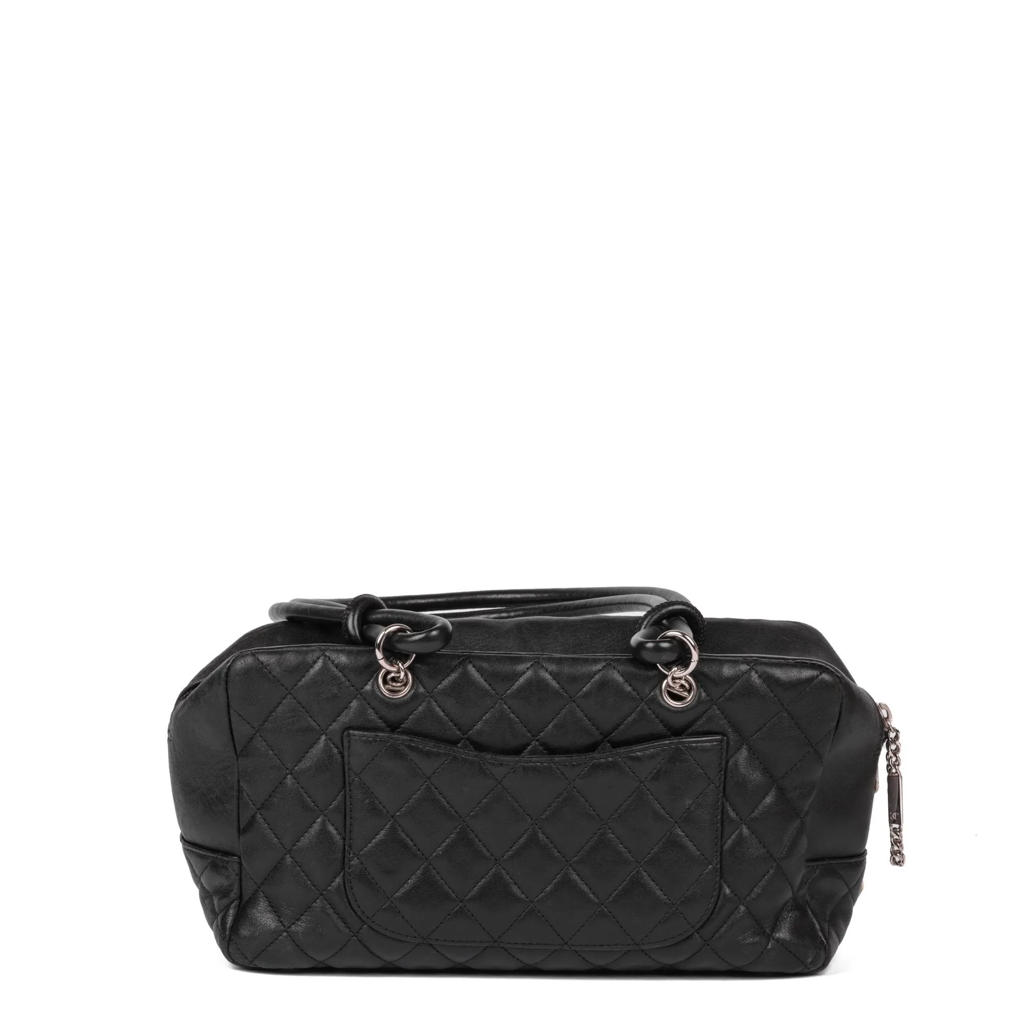 Chanel Black and White Quilted Lambskin Large Cambon Bowling Bag