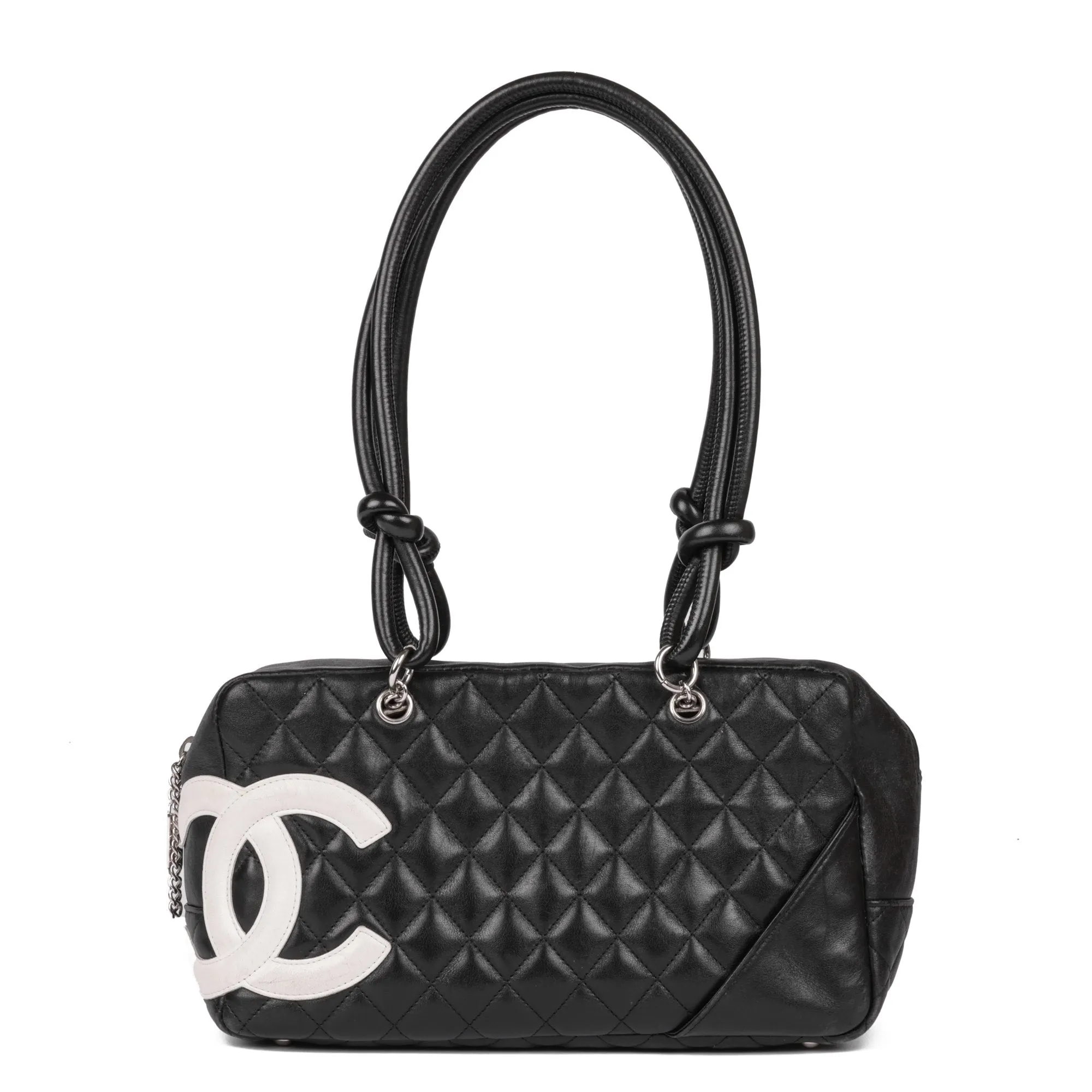 Chanel Black and White Quilted Lambskin Large Cambon Bowling Bag