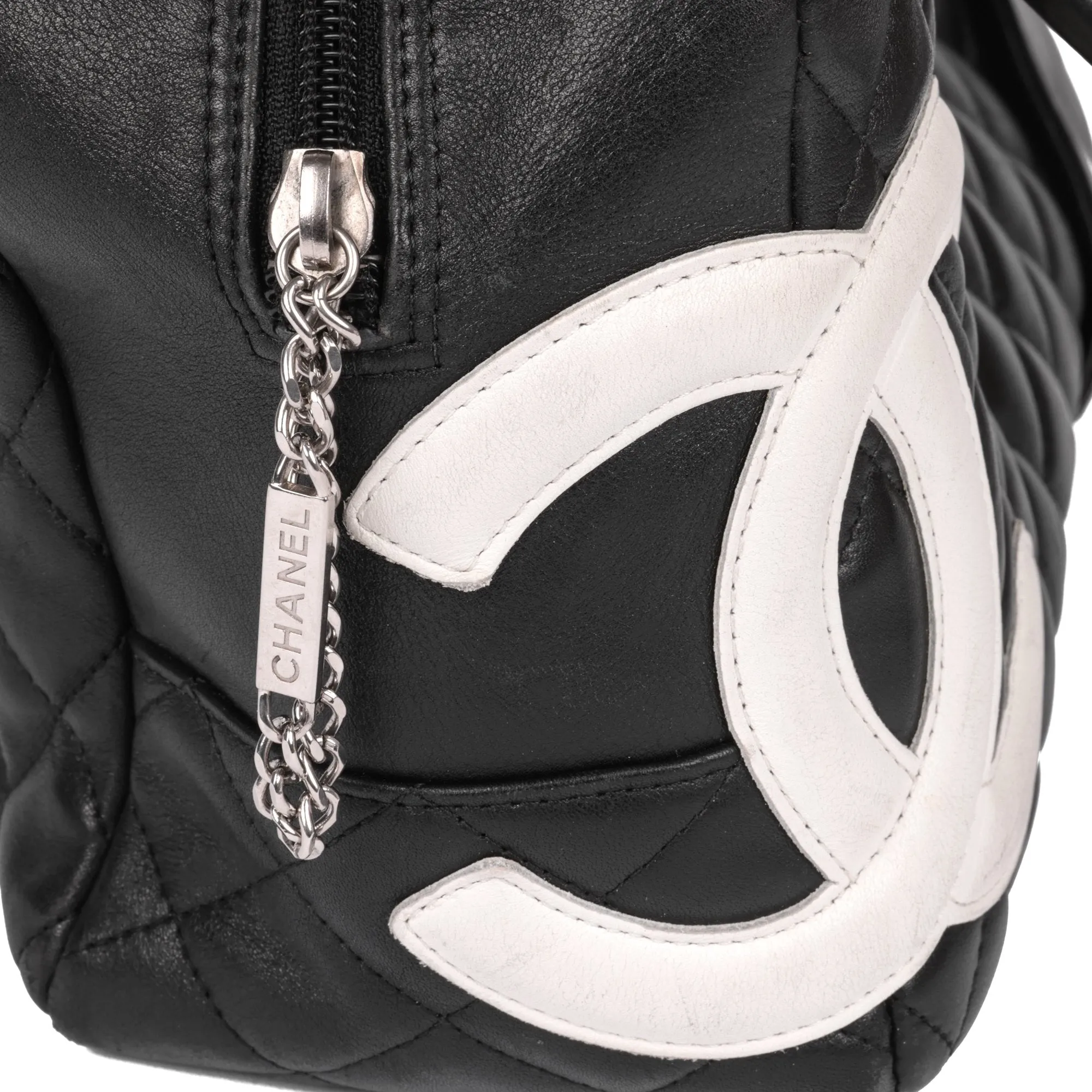 Chanel Black and White Quilted Lambskin Large Cambon Bowling Bag