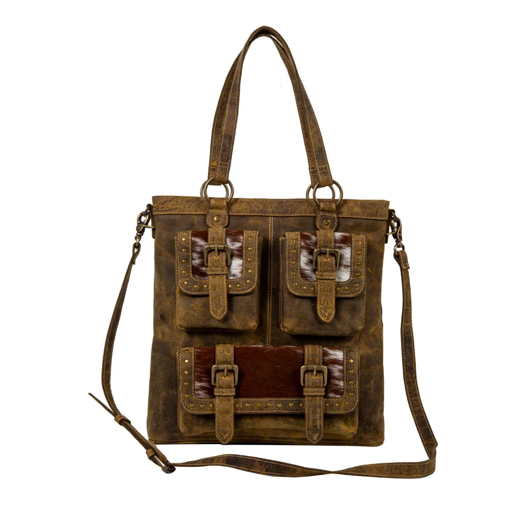 Cube Mesa Pouched Canvas Hairon Bag