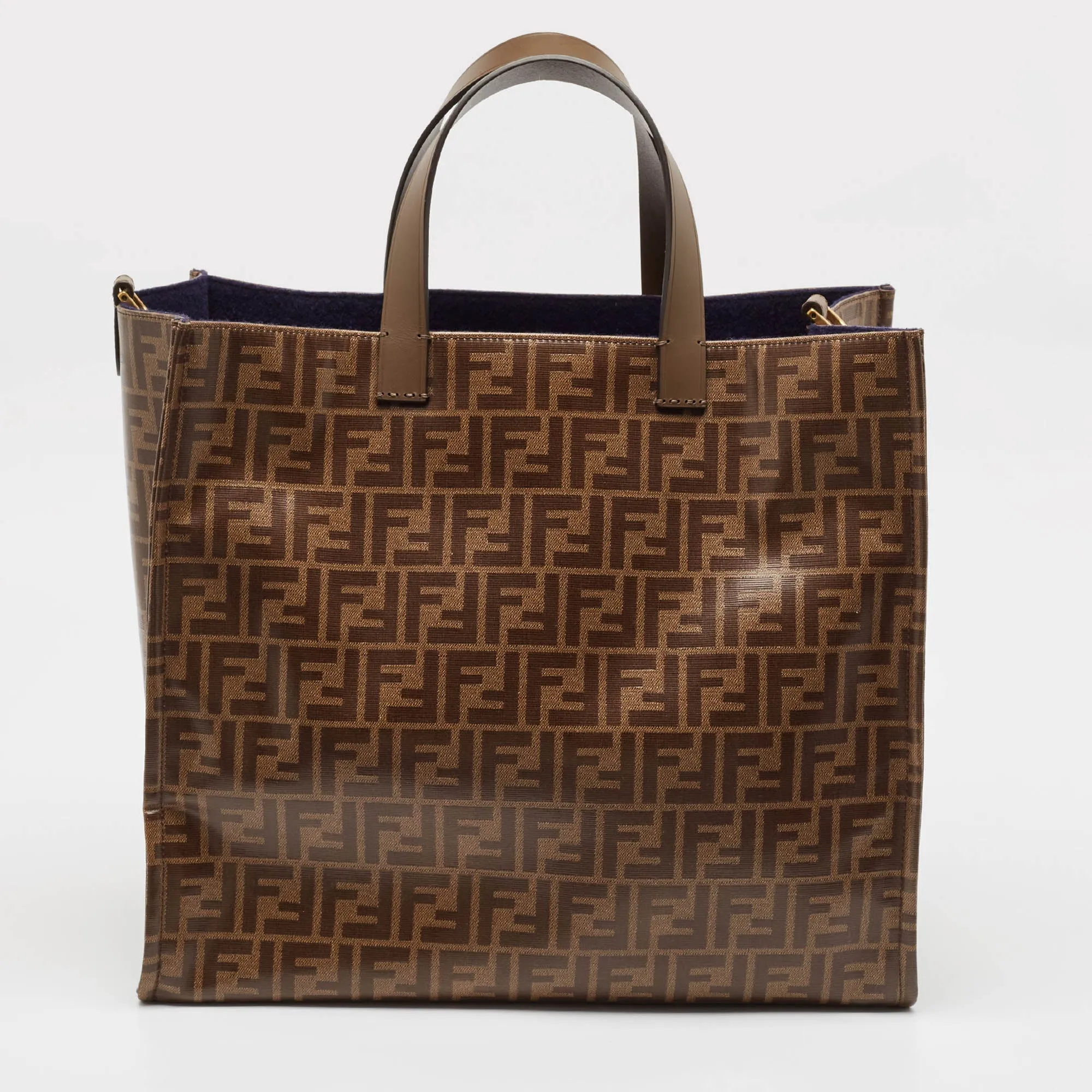 Fendi Brown Zucca Coated Canvas Large Mania Shopper Tote