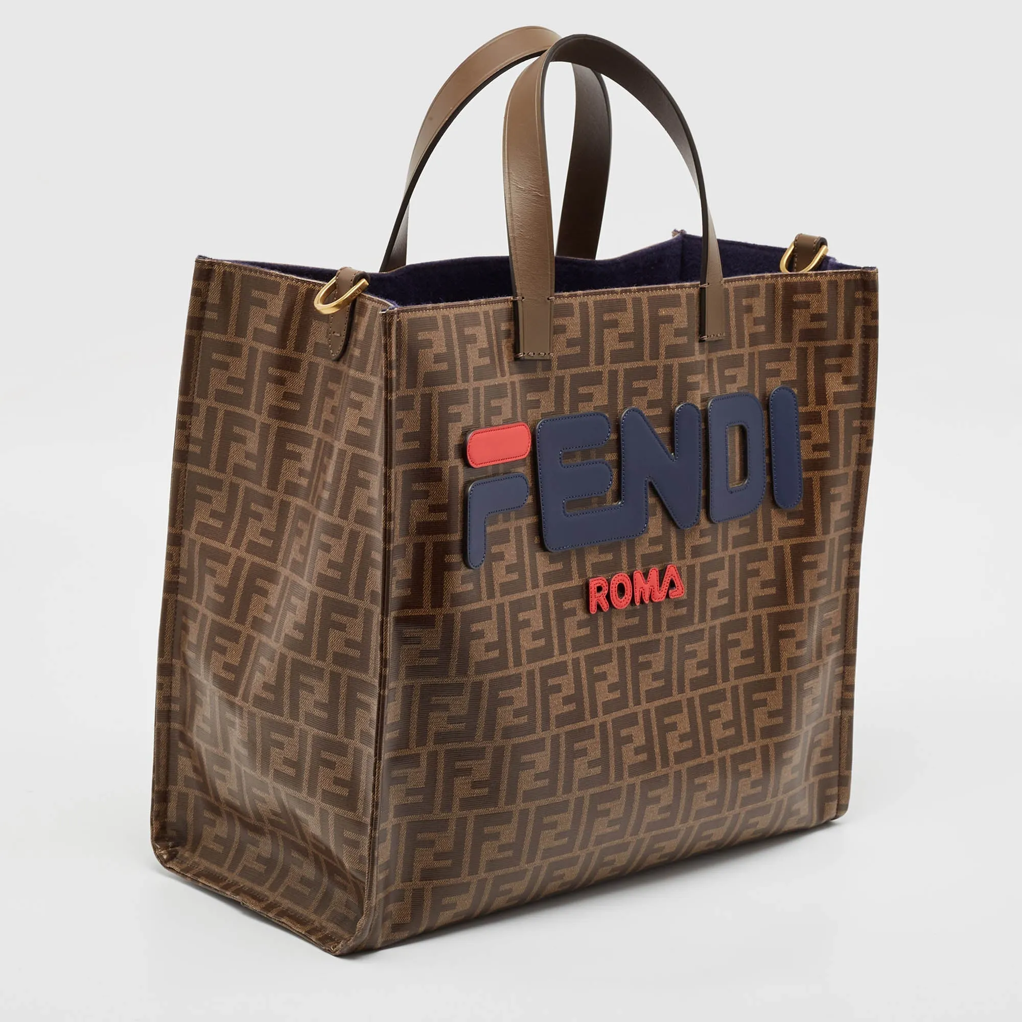 Fendi Brown Zucca Coated Canvas Large Mania Shopper Tote