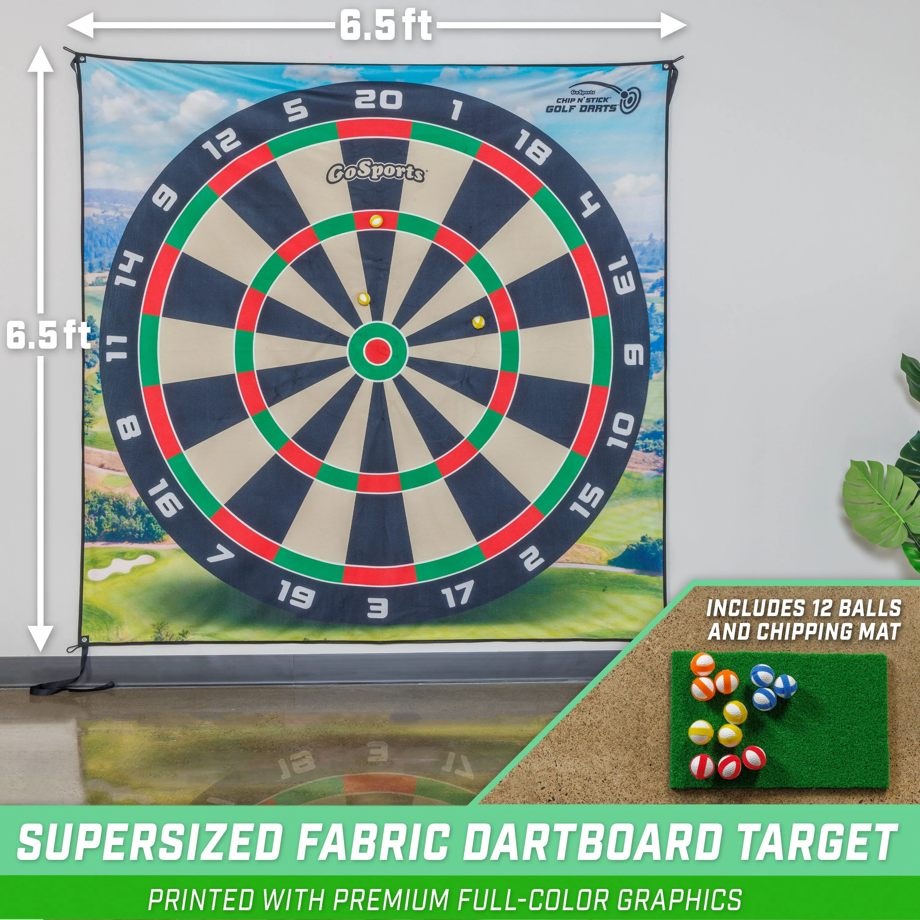 GoSports 6 ft Golf Darts Chipping Game with Chip N' Stick Golf Balls
