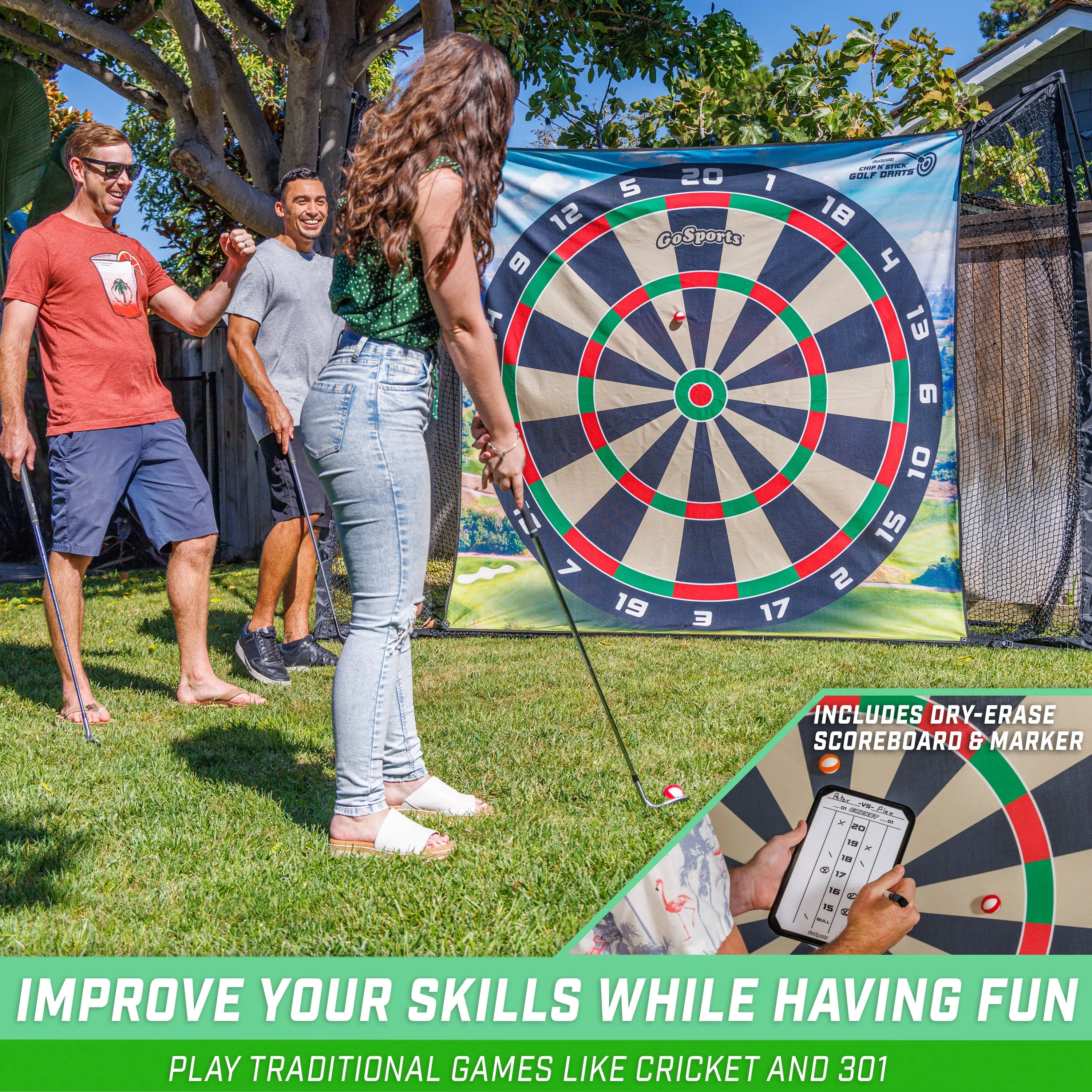 GoSports 6 ft Golf Darts Chipping Game with Chip N' Stick Golf Balls