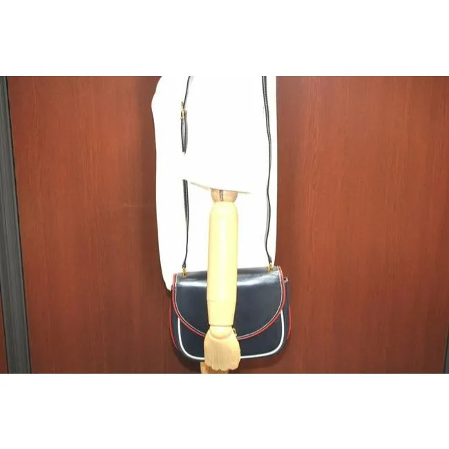 Gucci Handle Bucket Bag Padlock Xl W Gold Navy W Redwhite Trim Leather Satchel