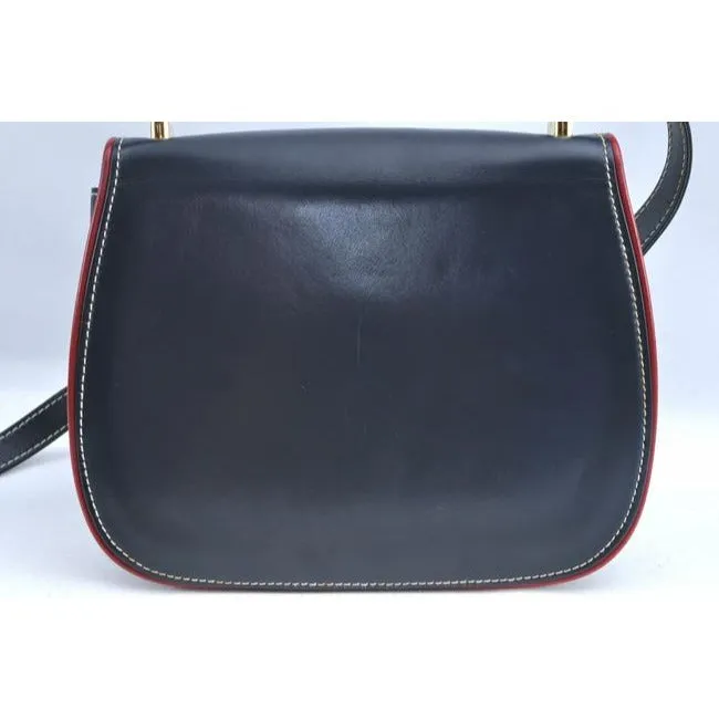 Gucci Handle Bucket Bag Padlock Xl W Gold Navy W Redwhite Trim Leather Satchel