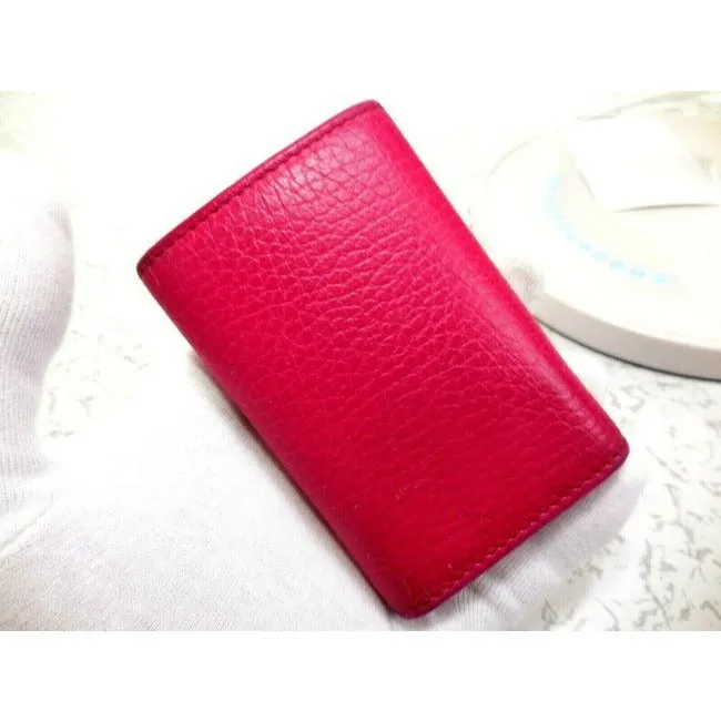 Gucci Hot Pink Leather Key Holders And Wallet