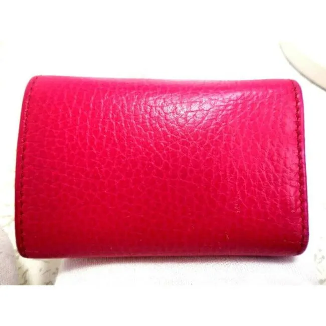 Gucci Hot Pink Leather Key Holders And Wallet