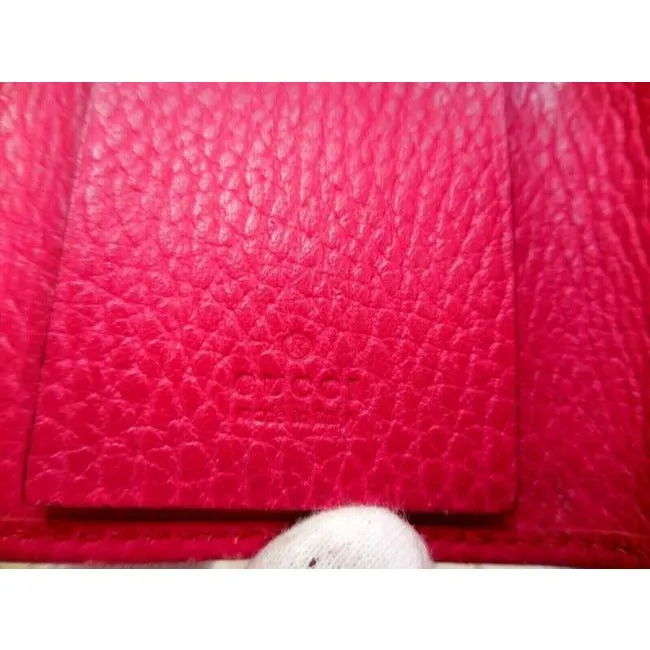 Gucci Hot Pink Leather Key Holders And Wallet