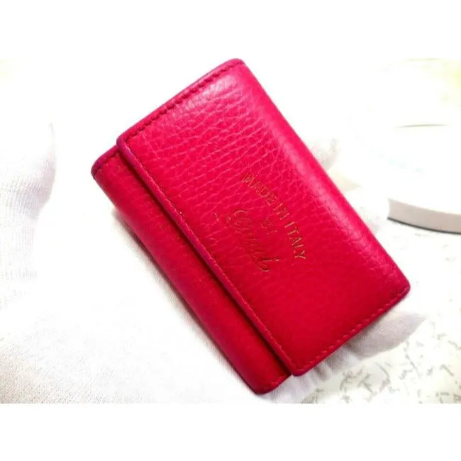 Gucci Hot Pink Leather Key Holders And Wallet