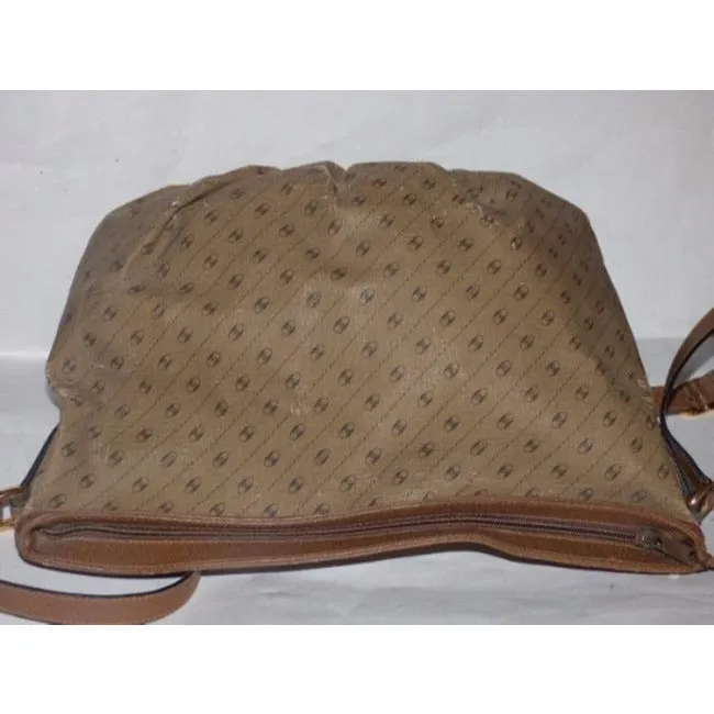 Gucci Vintage Designer Purses Tan Patent Gg Canvas Hobo Bag