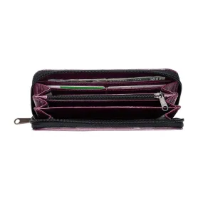 Leaf Leather Long Wallet - Purple