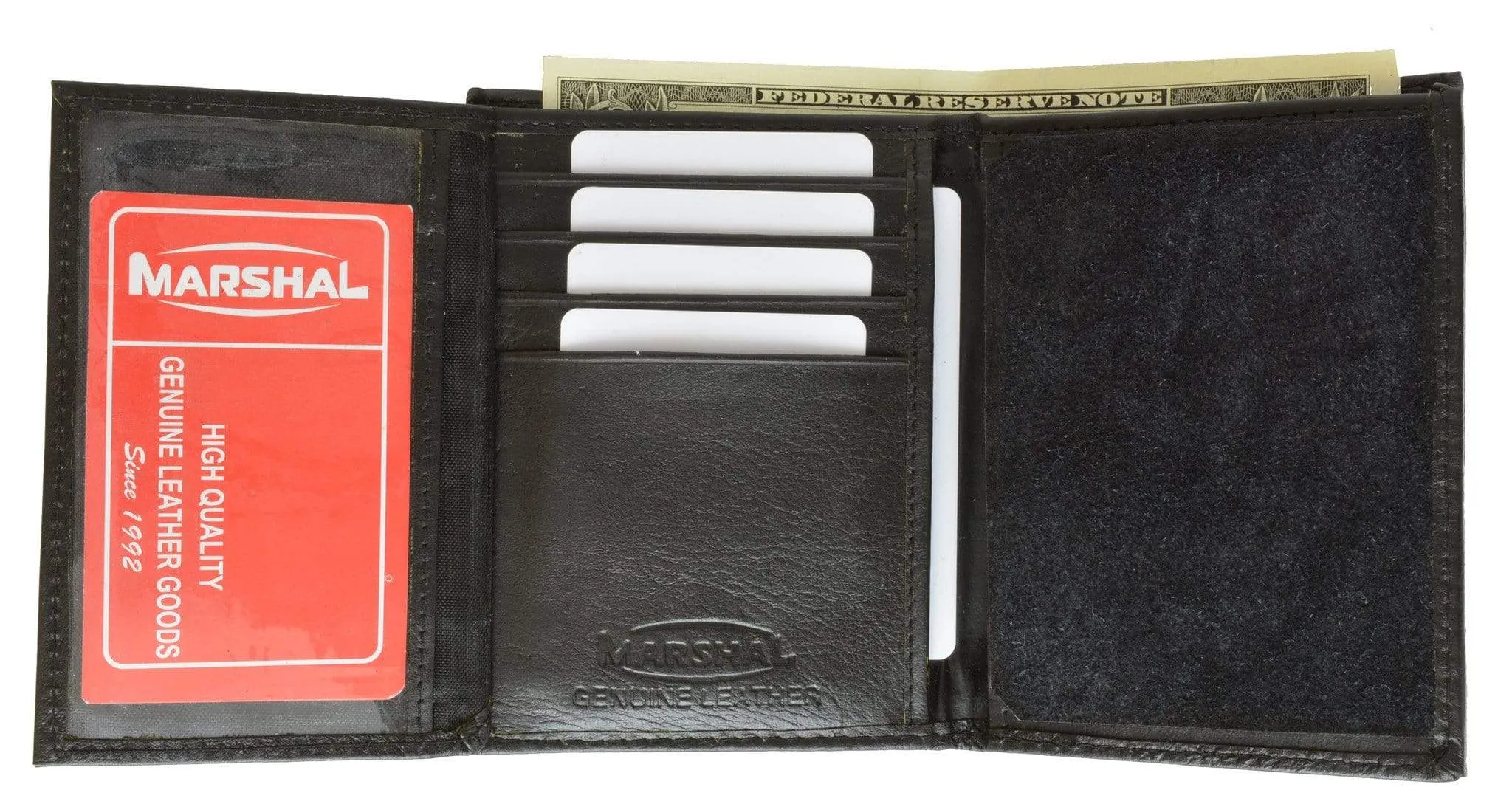 Leather Wallet Badge Holder With ID Black Case 2516 TA (C)