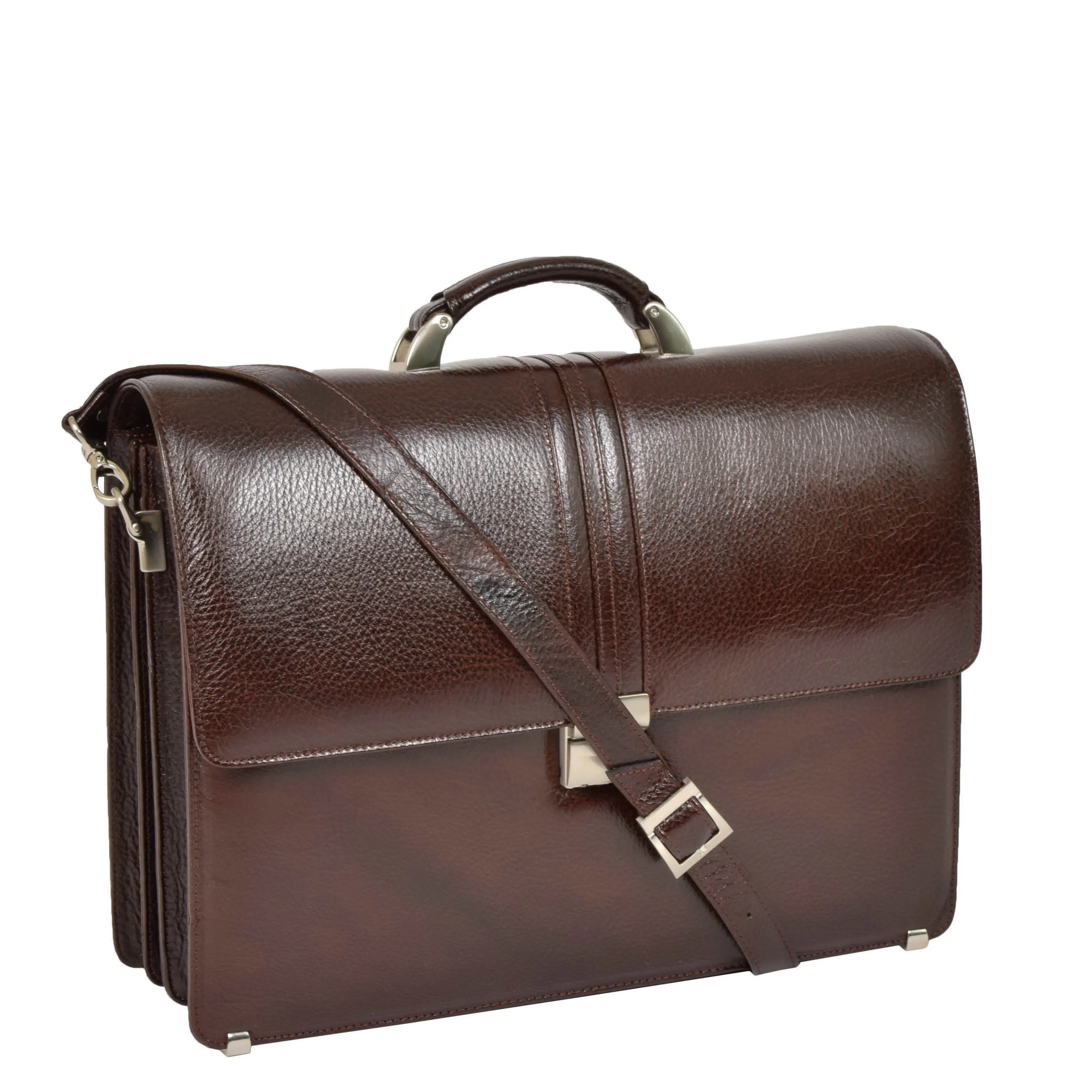 Mens Leather Briefcase Italian Cowhide Business Office Laptop Satchel Bag A317 Brown