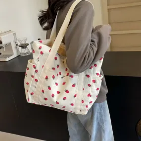 Uakiss Corduroy Tote Bag Minimalist Underarm Women's Large Capacity Casual Shoulder Bag Student Classroom Laptop Bag