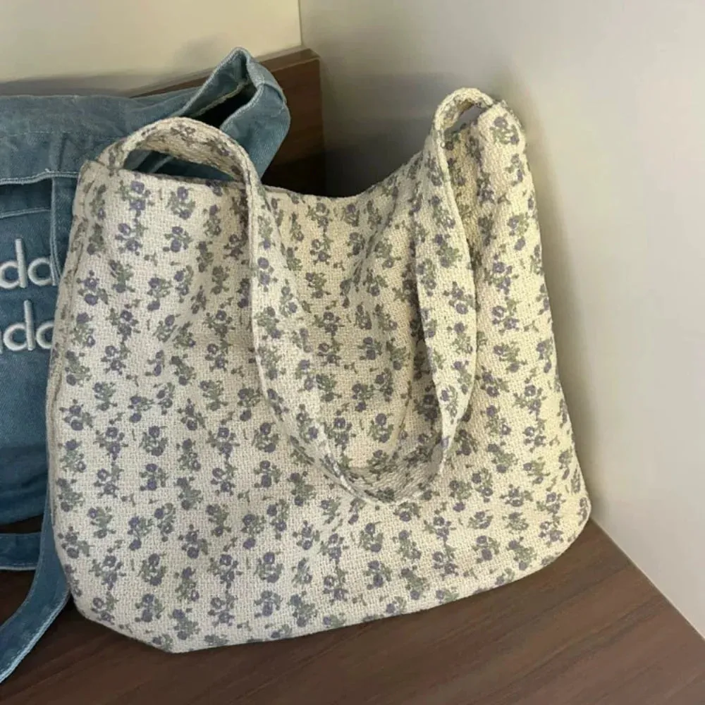 UAKISS  - Floral Shoulder Bag New Style Shopper Large Capacity Tote Bags with Silk Ribbon Women Bag Women