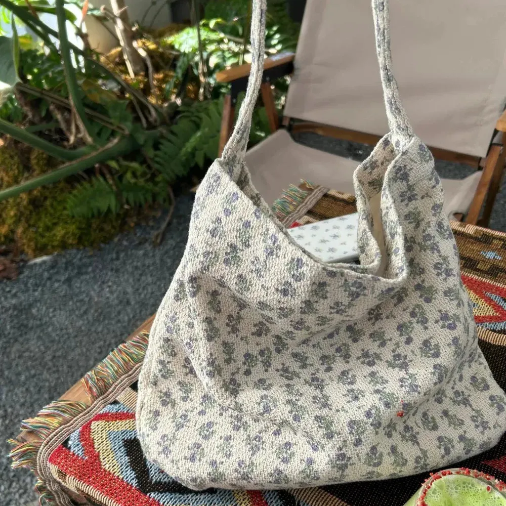 UAKISS  - Floral Shoulder Bag New Style Shopper Large Capacity Tote Bags with Silk Ribbon Women Bag Women