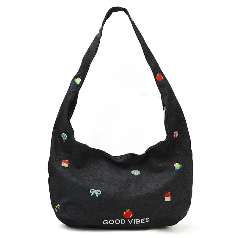 Uakiss Japanese Sweet Y2k Aesthetic Vintage Print Handbags Women Fashion Casual Underarm Bag Streetwear All Match Shoulder Bags Trendy