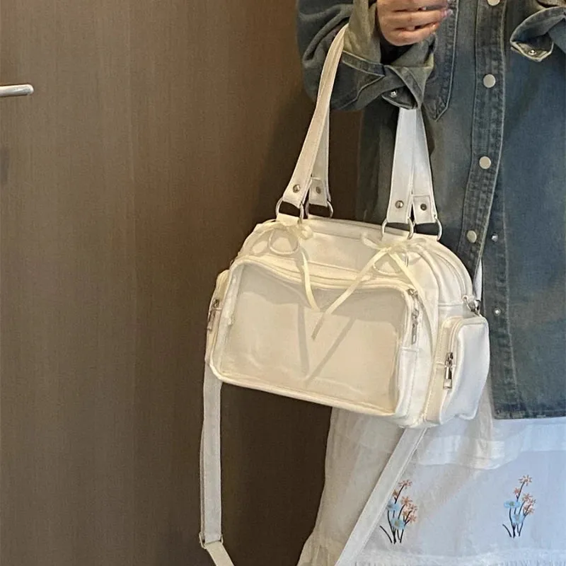 Uakiss Japanese Transparent Jk Girls Ita Bags Vintage Office Lady Y2k Aesthetic Crossbody Bag All Match Women Simple Shoulder Handbags