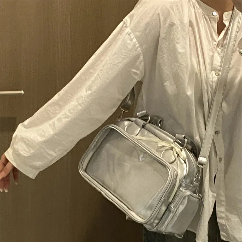 Uakiss Japanese Transparent Jk Girls Ita Bags Vintage Office Lady Y2k Aesthetic Crossbody Bag All Match Women Simple Shoulder Handbags