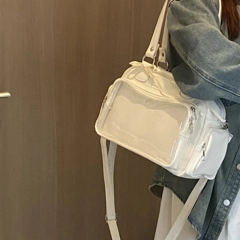 Uakiss Japanese Transparent Jk Girls Ita Bags Vintage Office Lady Y2k Aesthetic Crossbody Bag All Match Women Simple Shoulder Handbags