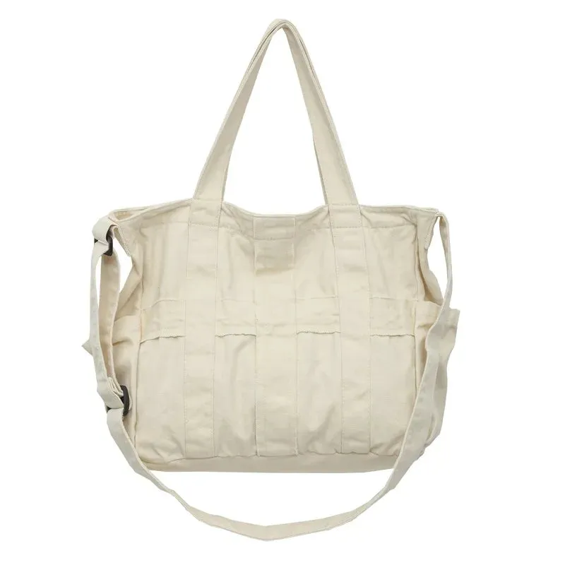 Uakiss Vintage All Match Students Canvas Bag Women Grunge Simple Shoulder Bag Men Casual Travel Handbags Crossbody Bags High-capacity